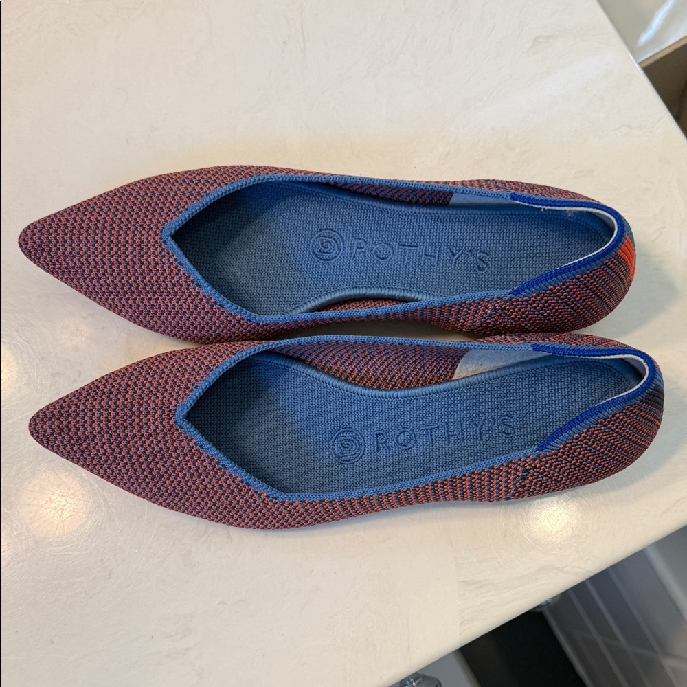 Rothy's Women's the Point Red and Blue Pointed Flats - Picture 3 of 8